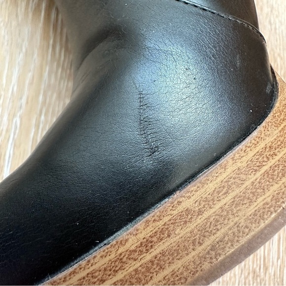 Vintage 90's Y2K Black Ankle Boots Faux Wood Platform Heel Booties - Size 8 - Picture 13 of 16